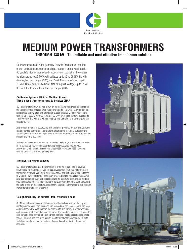 Medium Power Transformers Up to 60 MVA | PDF | Transformer | Components
