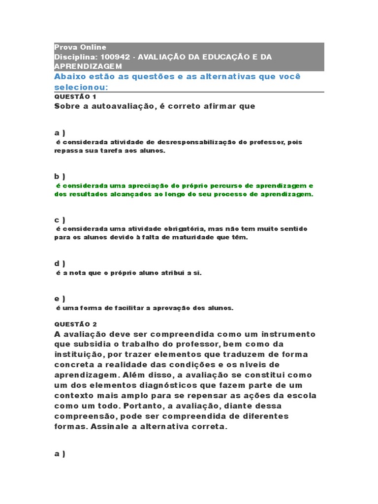 Avaliação da Aprendizagem na Educação | PDF | Pedagogia | Aprendizado