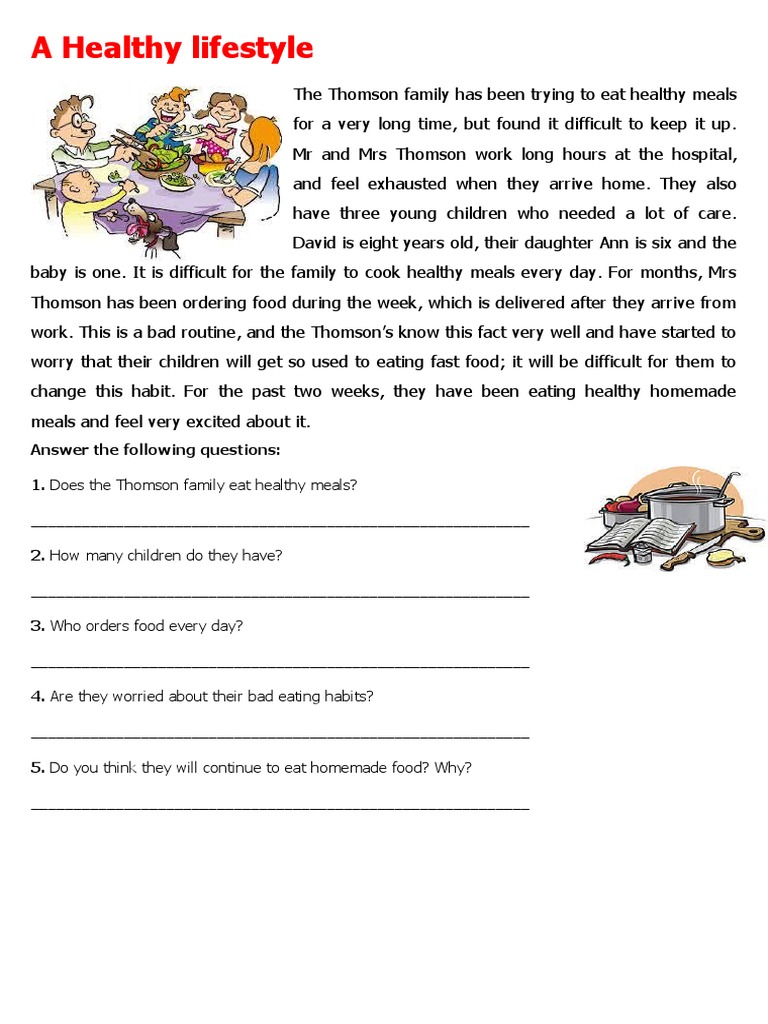A Healthy Lifestyle Fun Activities Games Reading Comprehension Exercis A Healthy Lifestyle Fun Activities Games Reading Comprehension Exercis