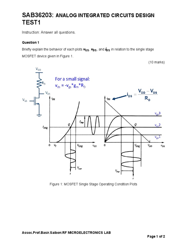 Analog Integrated Circuits Test 1 | PDF