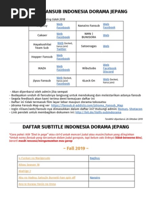 Daftar Fansub Dan Subtitle Indonesia Dorama Jepang Pdf