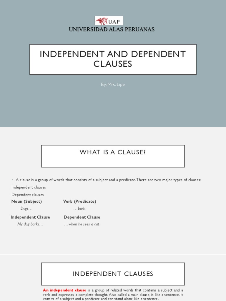 Independent and Dependent Clauses: By: Mrs. Lipe | PDF | Clause ...