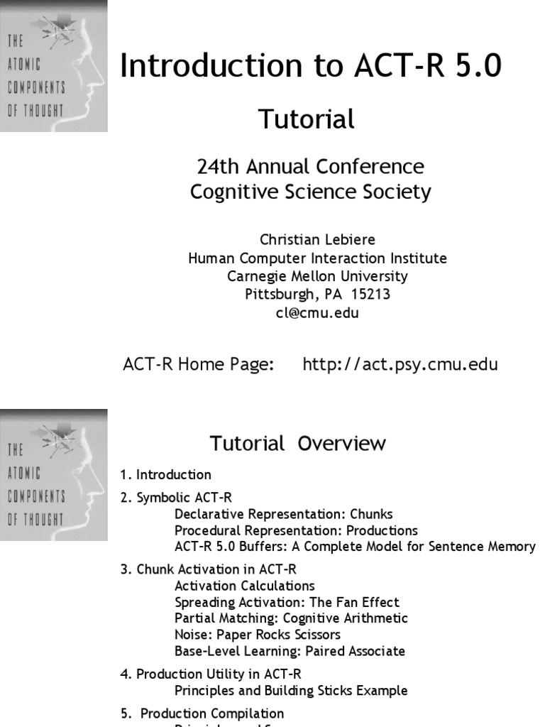 ACT-R Intro Tutorial | PDF | Memory | Nervous System
