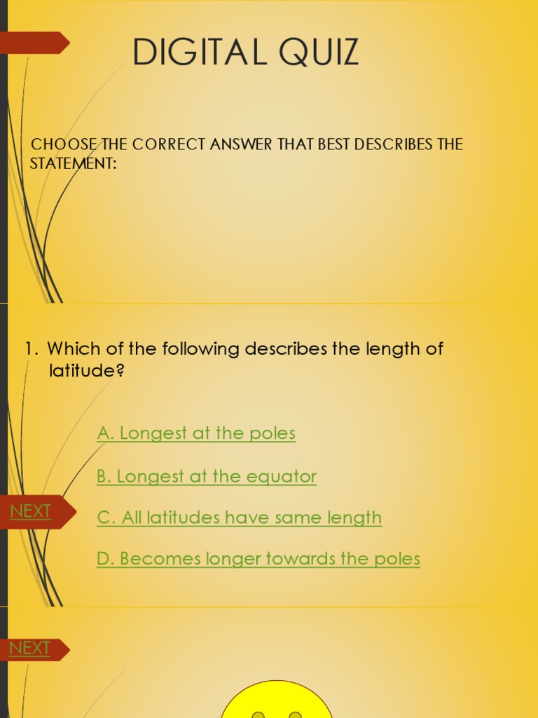 Digital Quiz Choose The Correct Answer That Best Describes The