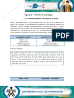 Learning Activity 1 / Actividad de Aprendizaje 1 Evidence: Describing My Kitchen / Evidencia: Describiendo Mi Cocina