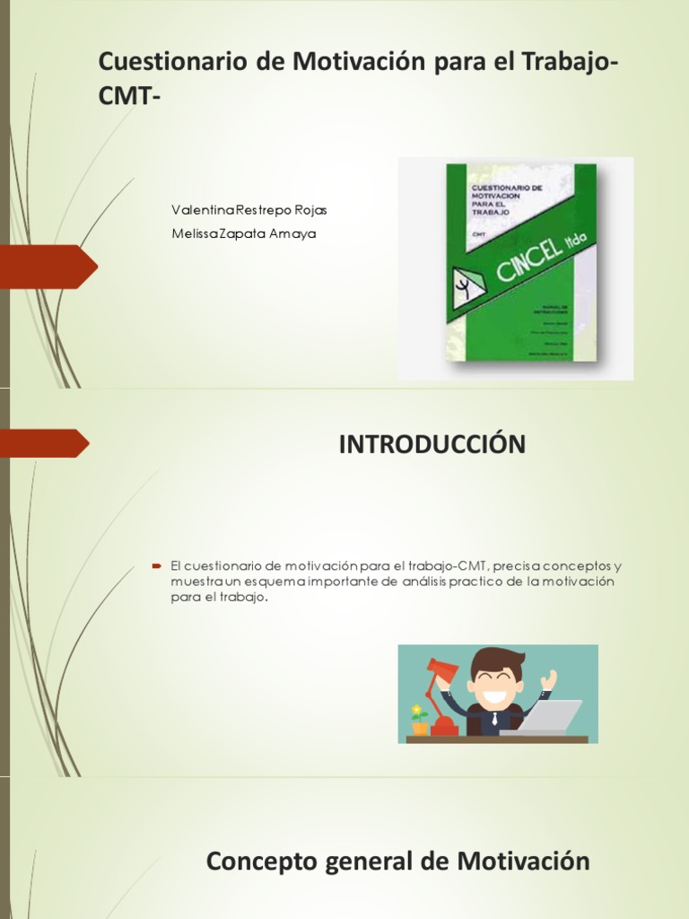Cuestionario de Motivación para el Trabajo CMT | PDF | Cuestionario ...
