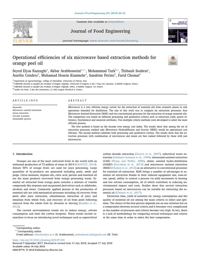 Journal of Food Engineering Sciencedirect PDF Gas Chromatography