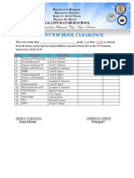 Student school clearance certificate