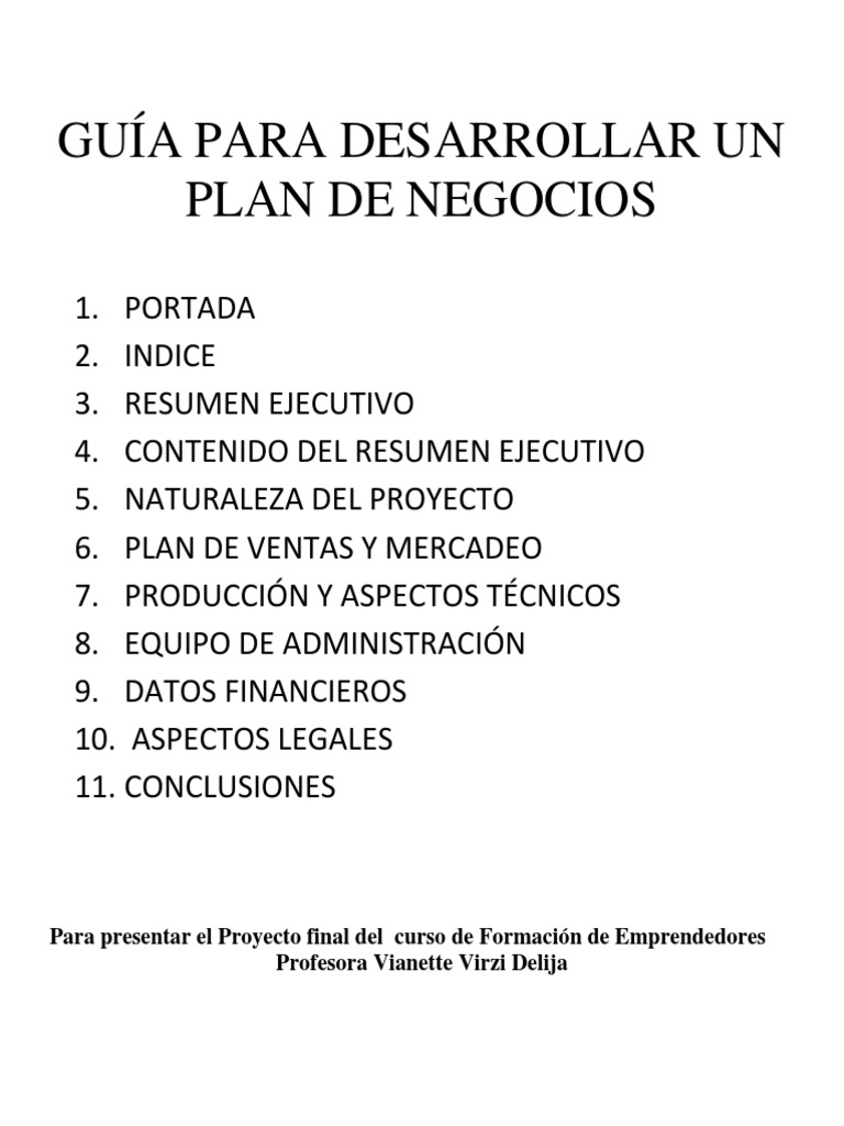 Guía para un Plan de Negocios | PDF | Mercado (economía) | Marketing