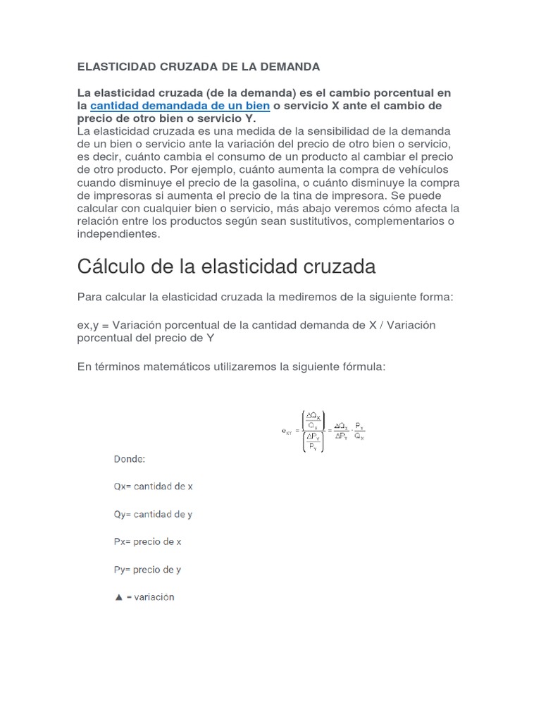Elasticidad Cruzada de La Demanda | PDF | Elasticidad (economía ...