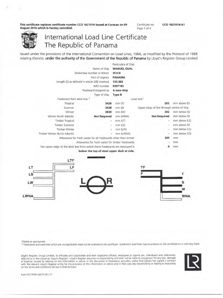 LR International Load Line Certificate 2016-08-19 PDF | PDF