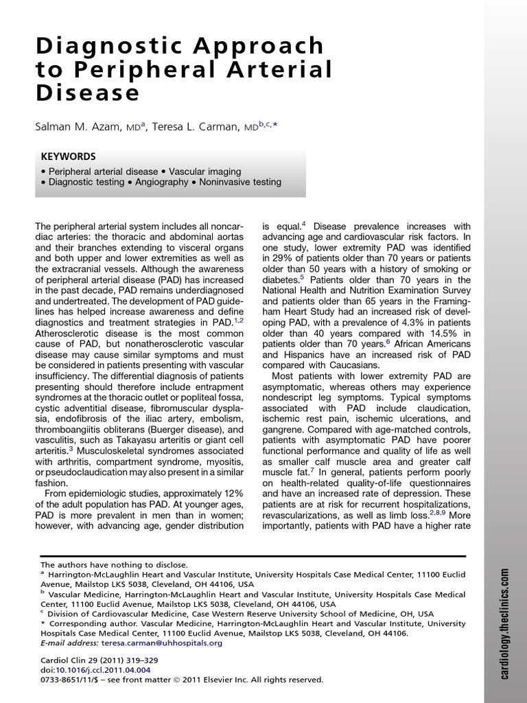 Peripheral Arterial Disease Diagnosis Guide | PDF | Medical Ultrasound ...