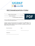  Recommendation Form