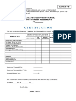 Certification: Barangay Development Council Functionality Assessment FY