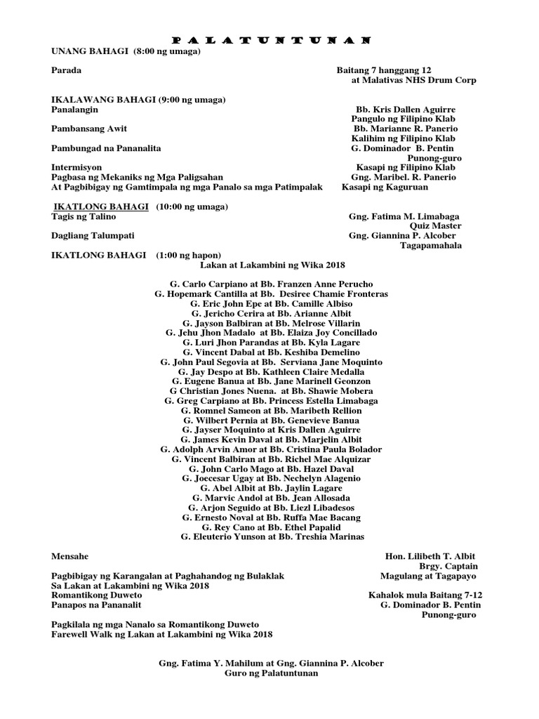 Palatuntunan | PDF
