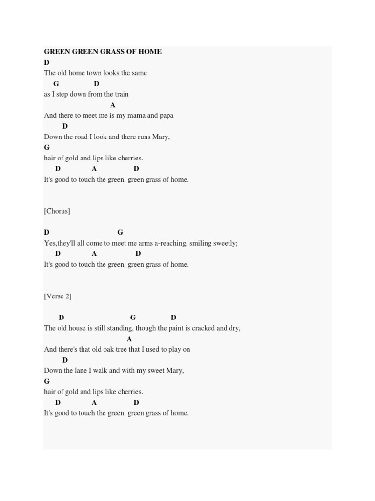 Green Green Grass of Home Chords | PDF