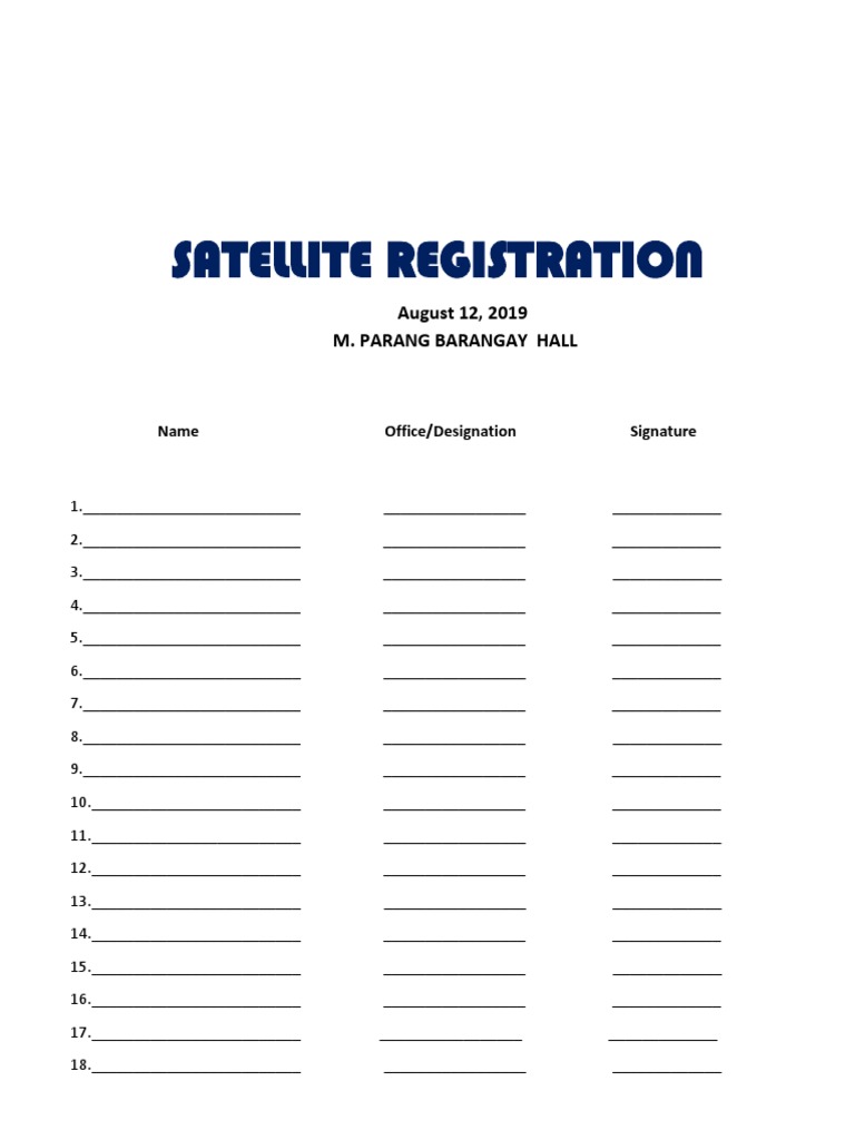 Satellite Registration Form Template | PDF