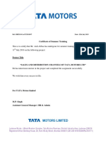 Tata Motors Summer Training Certificate