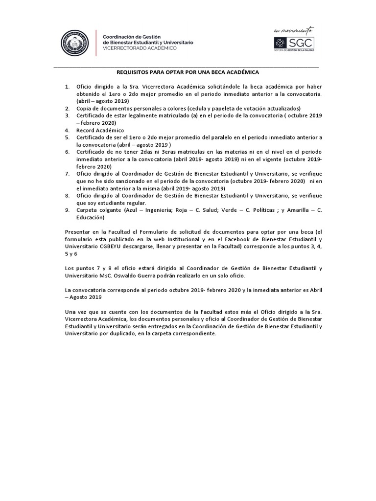 Requisitos para Solicitar Becas Académicas | PDF | Gobierno | Educación ...