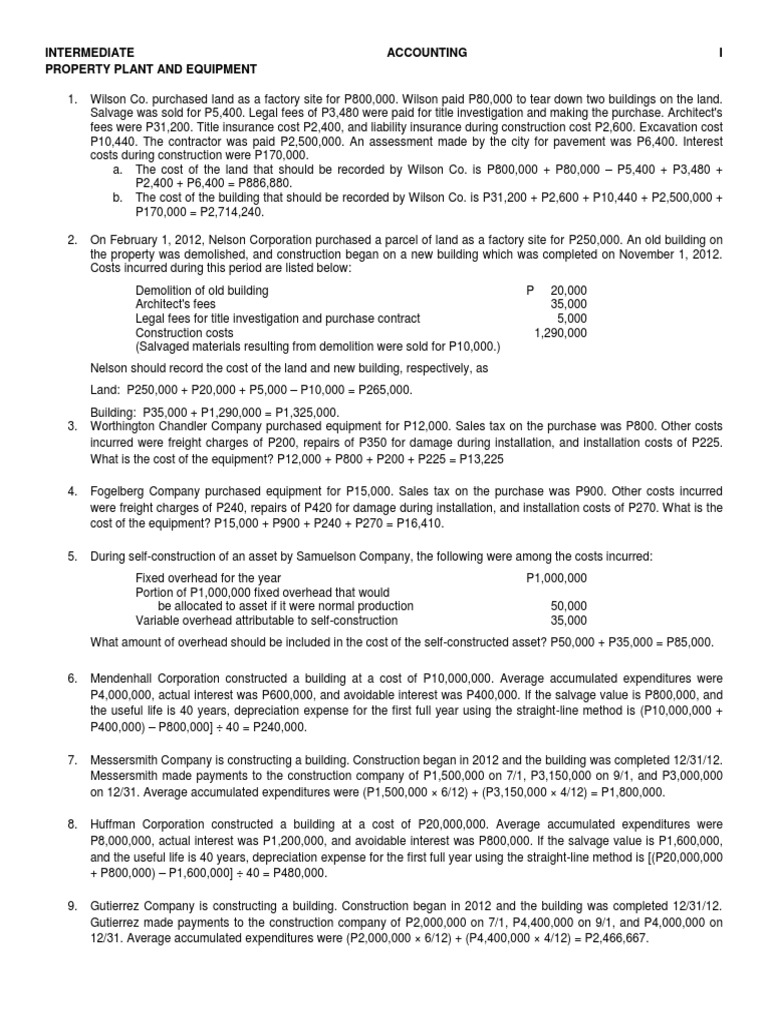 Intermediate Accounting I Ppe Answers PDF Depreciation Expense