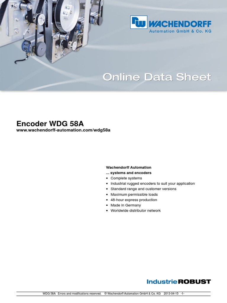 Manual Encoder WDG 58A | PDF | Bearing (Mechanical) | Manufactured Goods