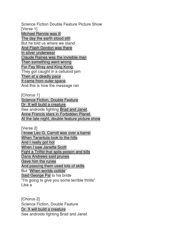 Science Fiction Double Feature Picture Show PDF