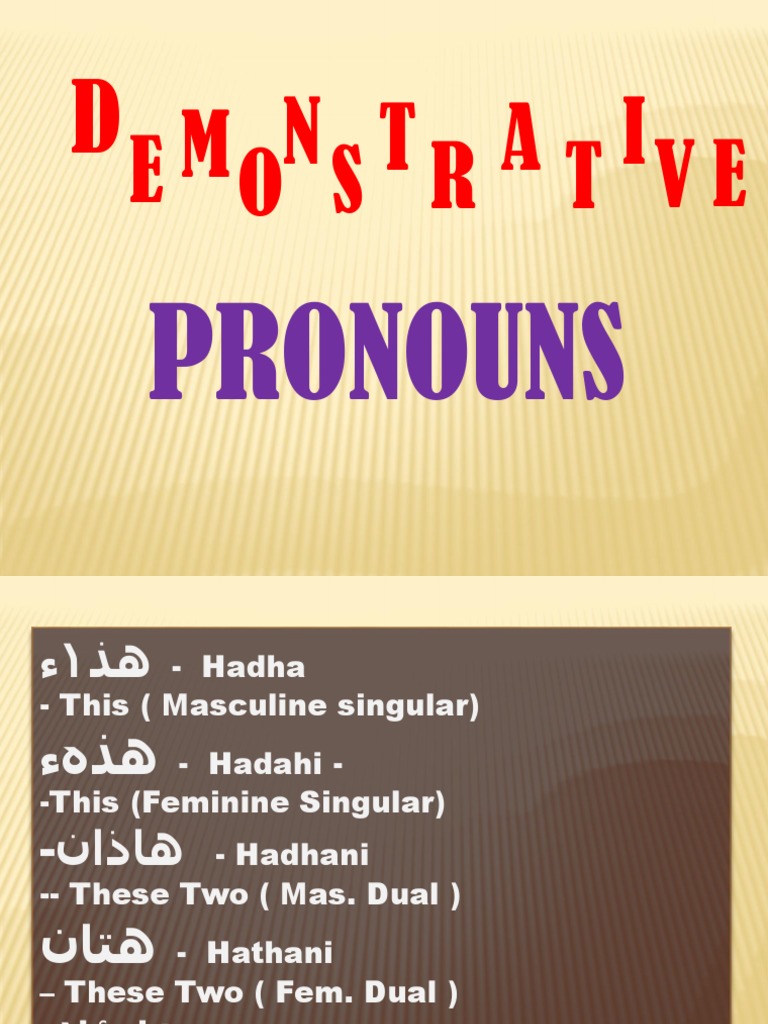 Demonstrative Pronouns PDF Grammatical Number Grammatical Gender