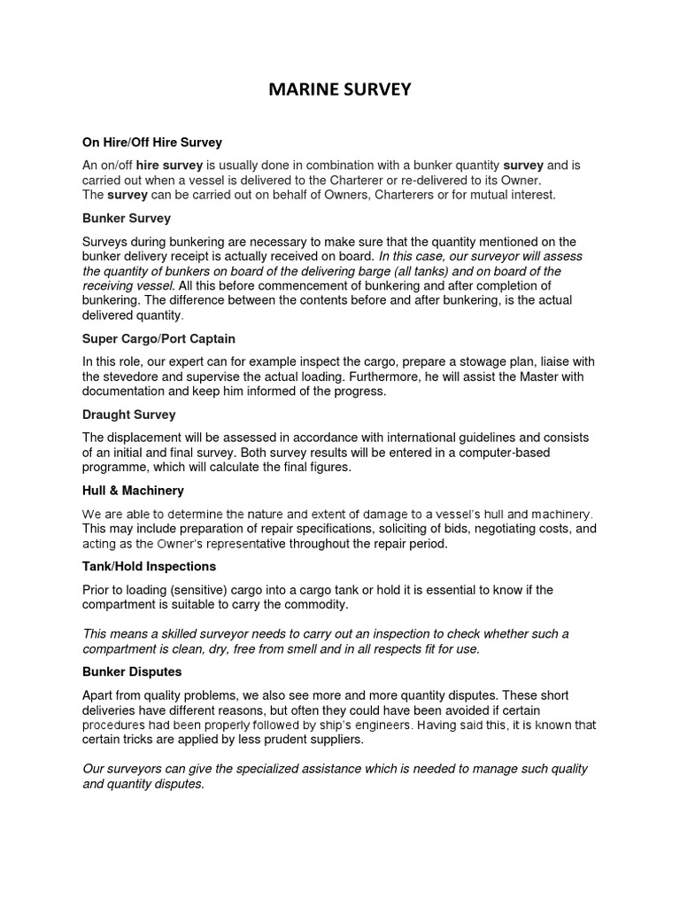 Marine Survey Terms & Definitions PDF Ships Cargo
