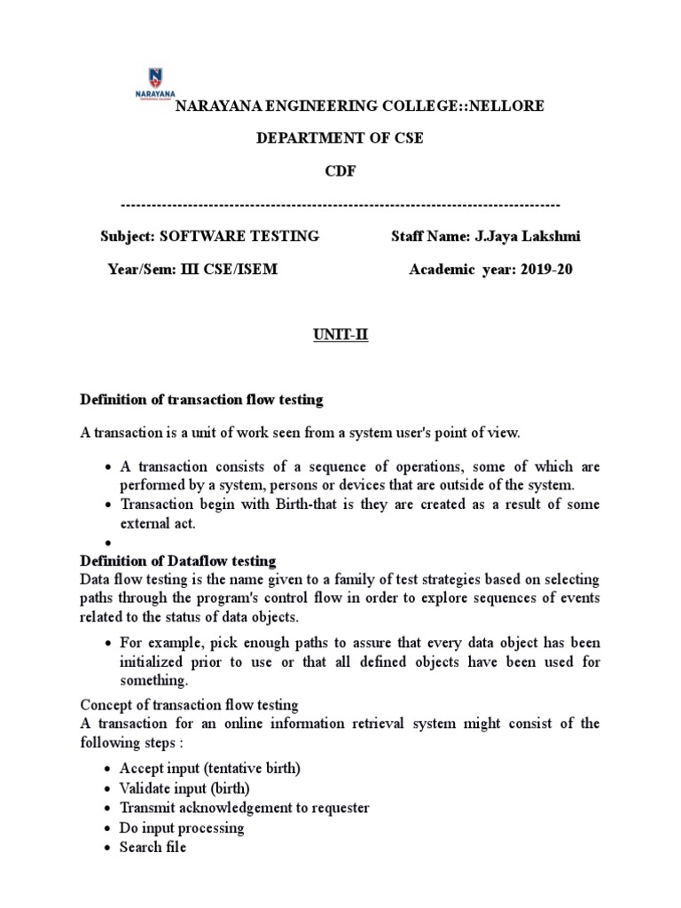 Narayana Engineering CollegeNellore Department of Cse CDF Definition