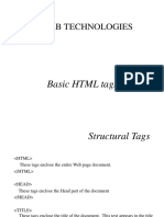 Web Technologies: Basic HTML Tags