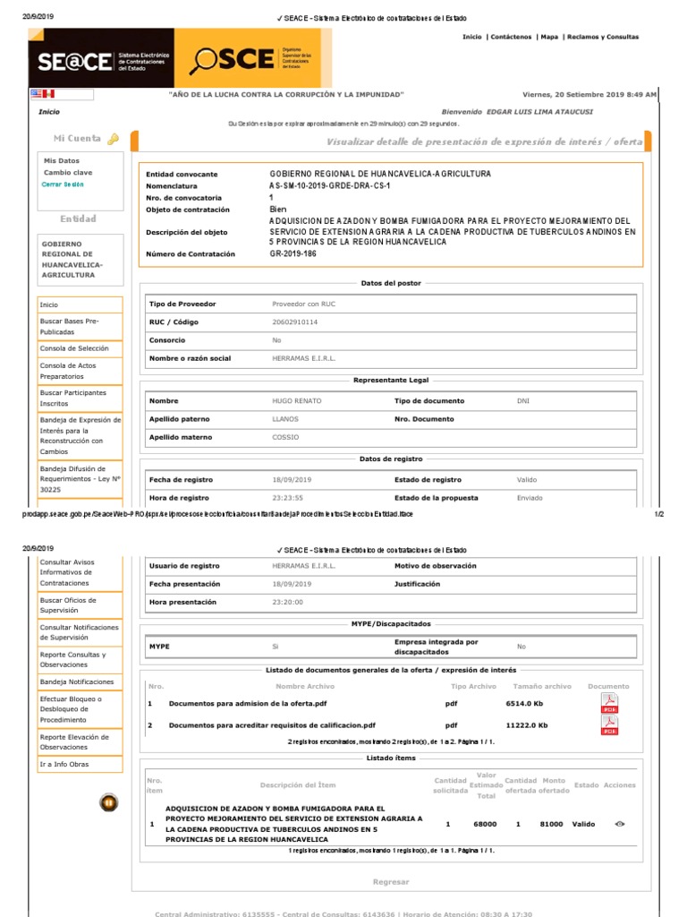 SEACE - Sistema Electrónico de Contrataciones Del Estado | PDF ...