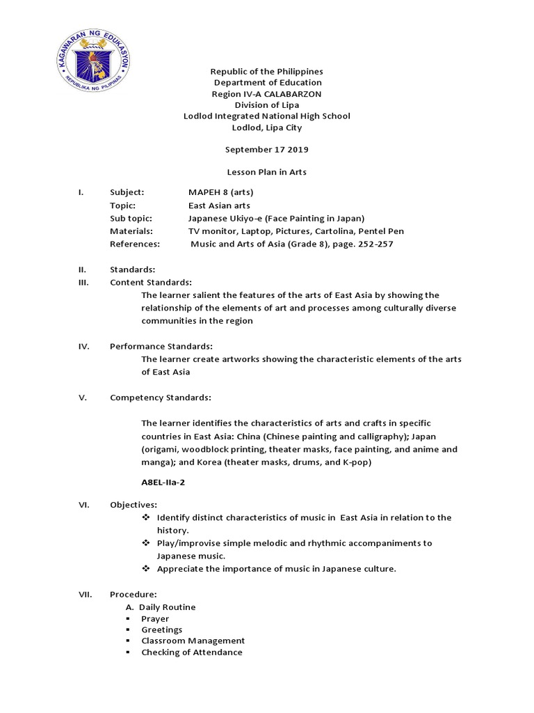 East Asian Arts Lesson Plan for Grade 8 | PDF | East Asia | Color