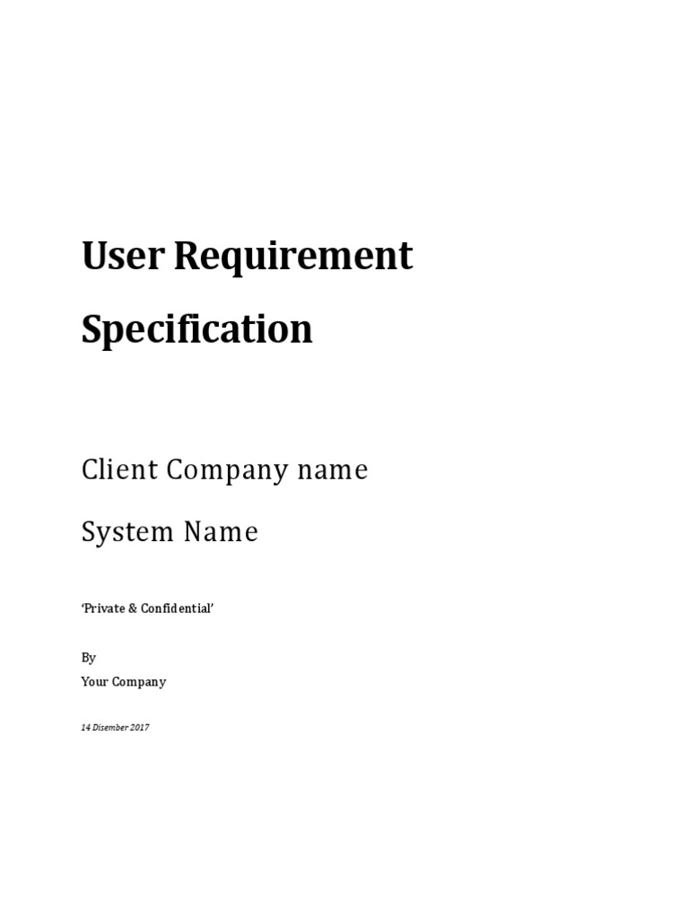 URS Template Specification Technical Standard Server Computing 