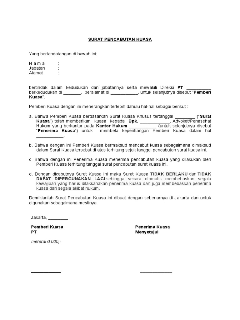 Contoh Surat Pencabutan Kuasa Khusus Advokat / Risman Siranggi Sh Kuasa Hukum Yanthy Pencabutan Surat Laporan Polisi Itu Ada Apa Berita Transisi / Praktisi profesi advokat atau pengacara, lazim membutuhkan contoh surat kuasa khusus somasi ataupun draft/format lengkap yang diperbuat via advokat atau lawyer.