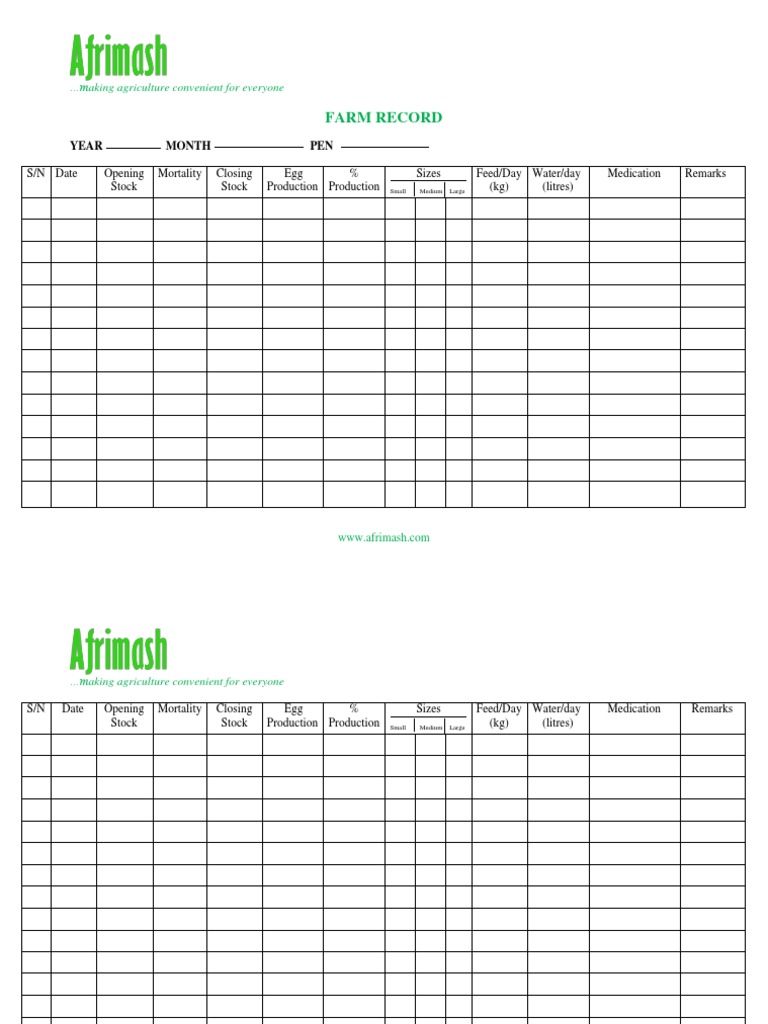 Farm Record Chart | PDF