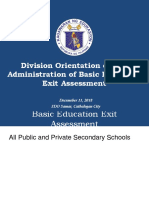 Division Orientation On The Administration of Basic Education Exit Assessment