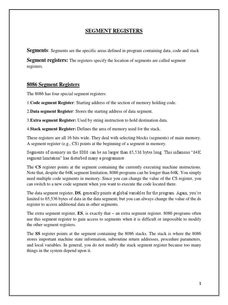 Segment Register | PDF | Subroutine | Computer Data