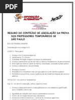 RESUMO DO CONTEÚDO DE LEGISLAÇÃO DA PROVA DOS PROFESSORES TEMPORÁRIOS DE SÃO