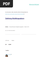 Defining Multilingualism: See Discussions, Stats, and Author Profiles For This Publication at