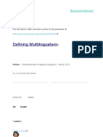 Defining Multilingualism: See Discussions, Stats, and Author Profiles For This Publication at