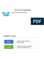 Lecture 8: Database: Topics: Basic Sqlite Operations