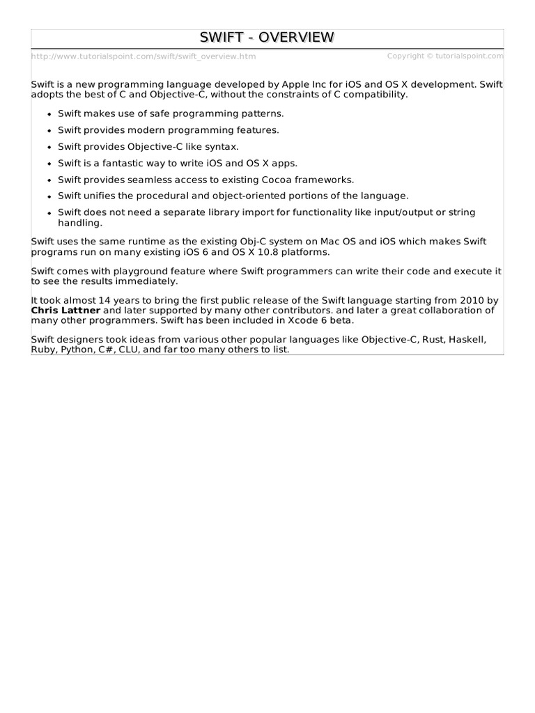 Swift Overview | PDF