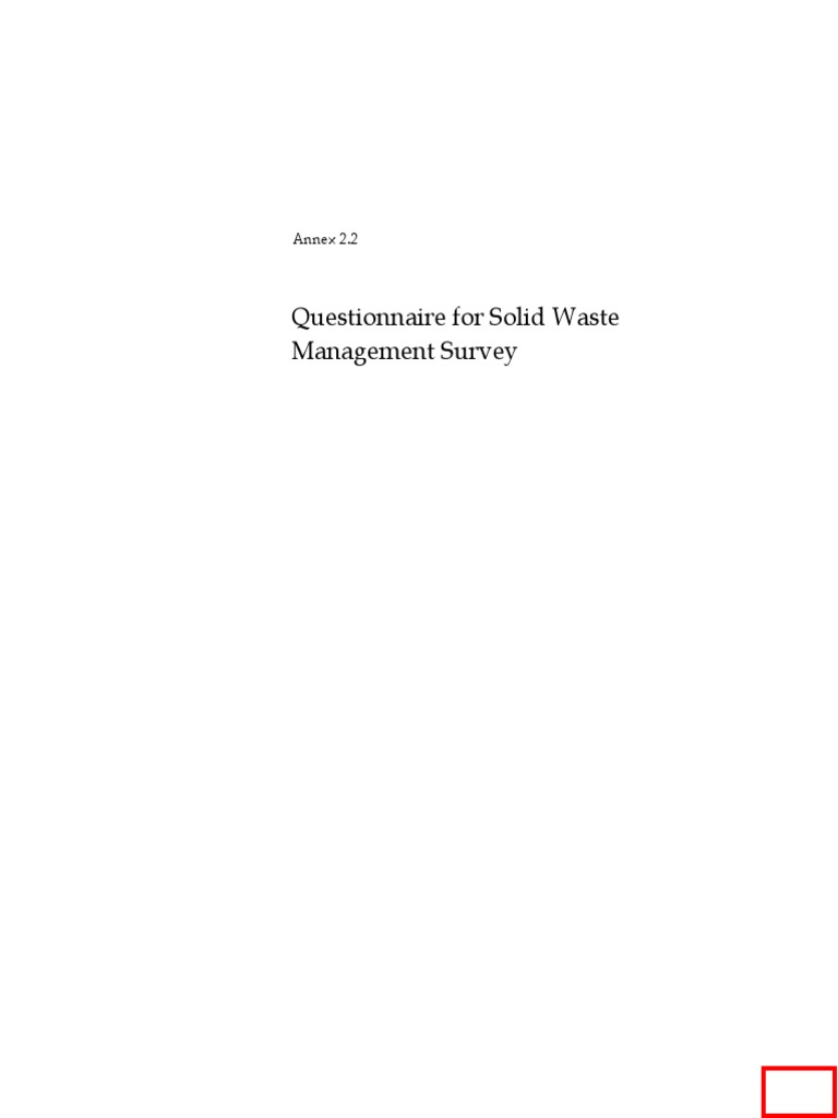 Questionnaire For Solid Waste Management PDF | PDF | Waste Management ...