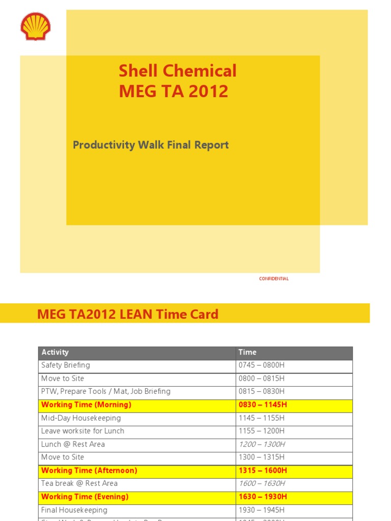 Shell Chemical MEG TA 2012: Productivity Walk Final Report | PDF ...