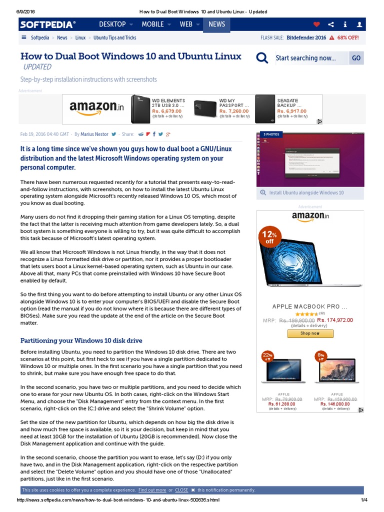 How To Dual Boot Windows 10 and Ubuntu Linux - Updated | PDF | Windows ...