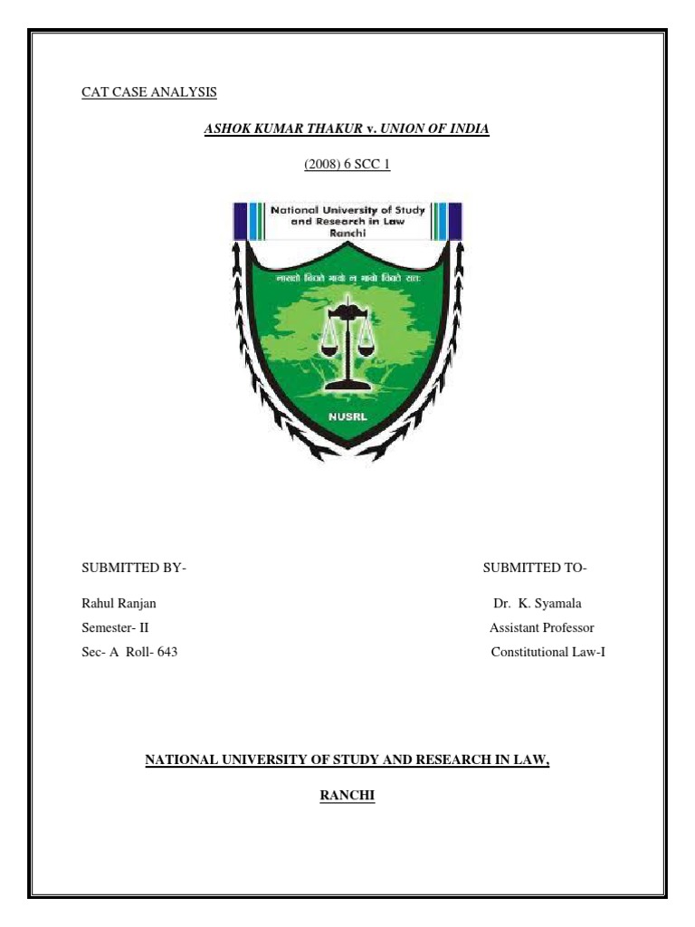 Ashok Kumar Thakur v. Union of India PDF Supreme Court Of India