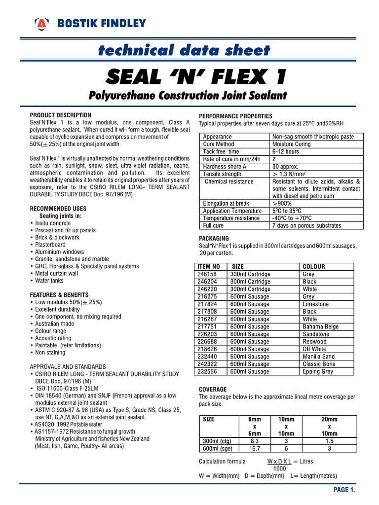 SEAL N FLEX 1 (Sealant) PDF PDF
