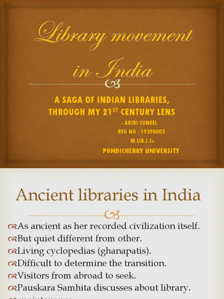 essay on library movement in india