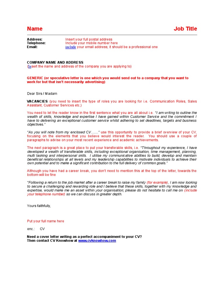 Career Break Cover Letter Template Leadership Behavioural Sciences
