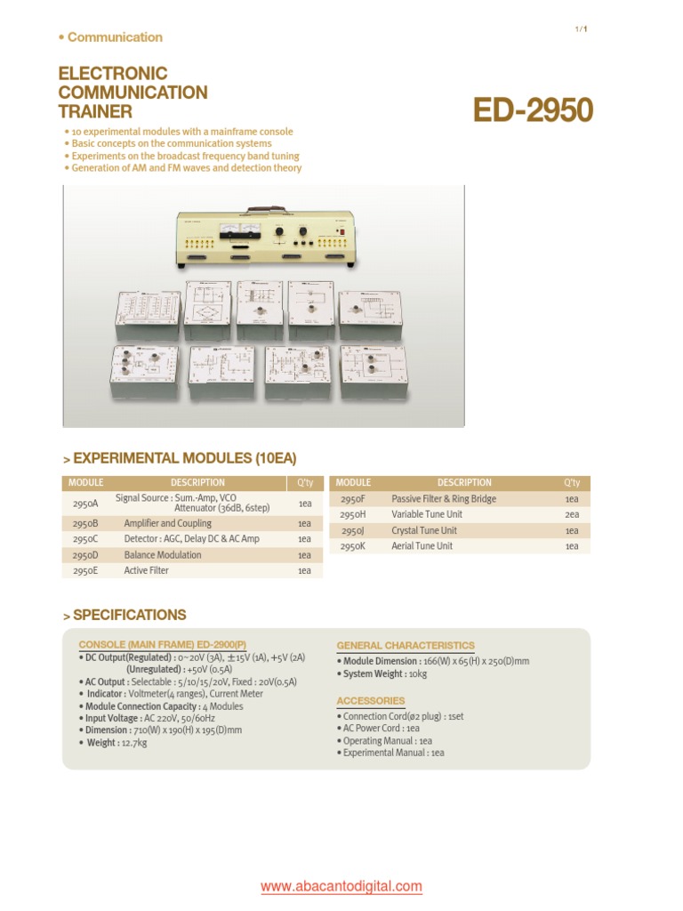 Electronic Communication Trainer Modules | PDF | Amplifier | Electronic ...